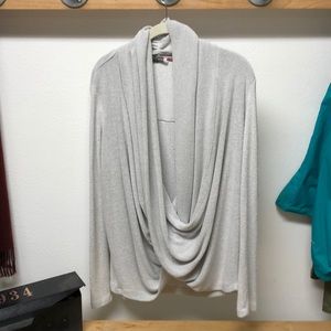 Light Grey Scoop Criss Cross Neck Sweater